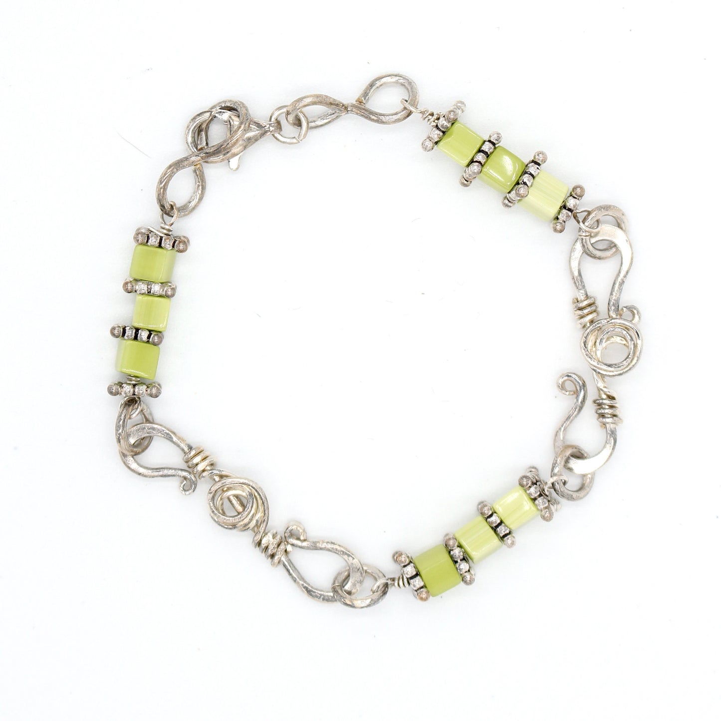 Glass Cube Sterling Silver Bracelet